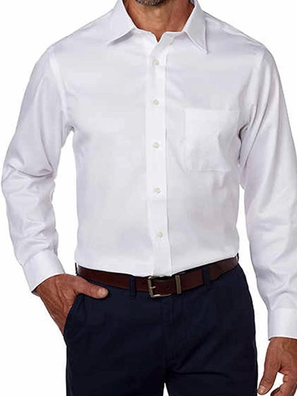 Kirkland Signature White Men's Long-Sleeve Dress Shirt